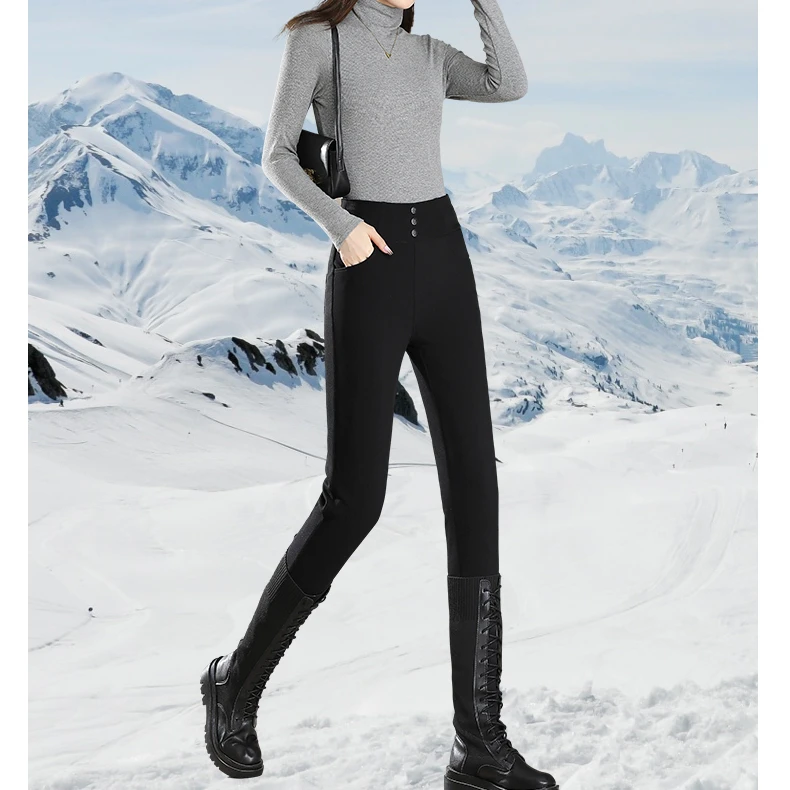 花花/L70-显瘦高腰小黑裤女士白鹅绒保暖修身鹅绒裤