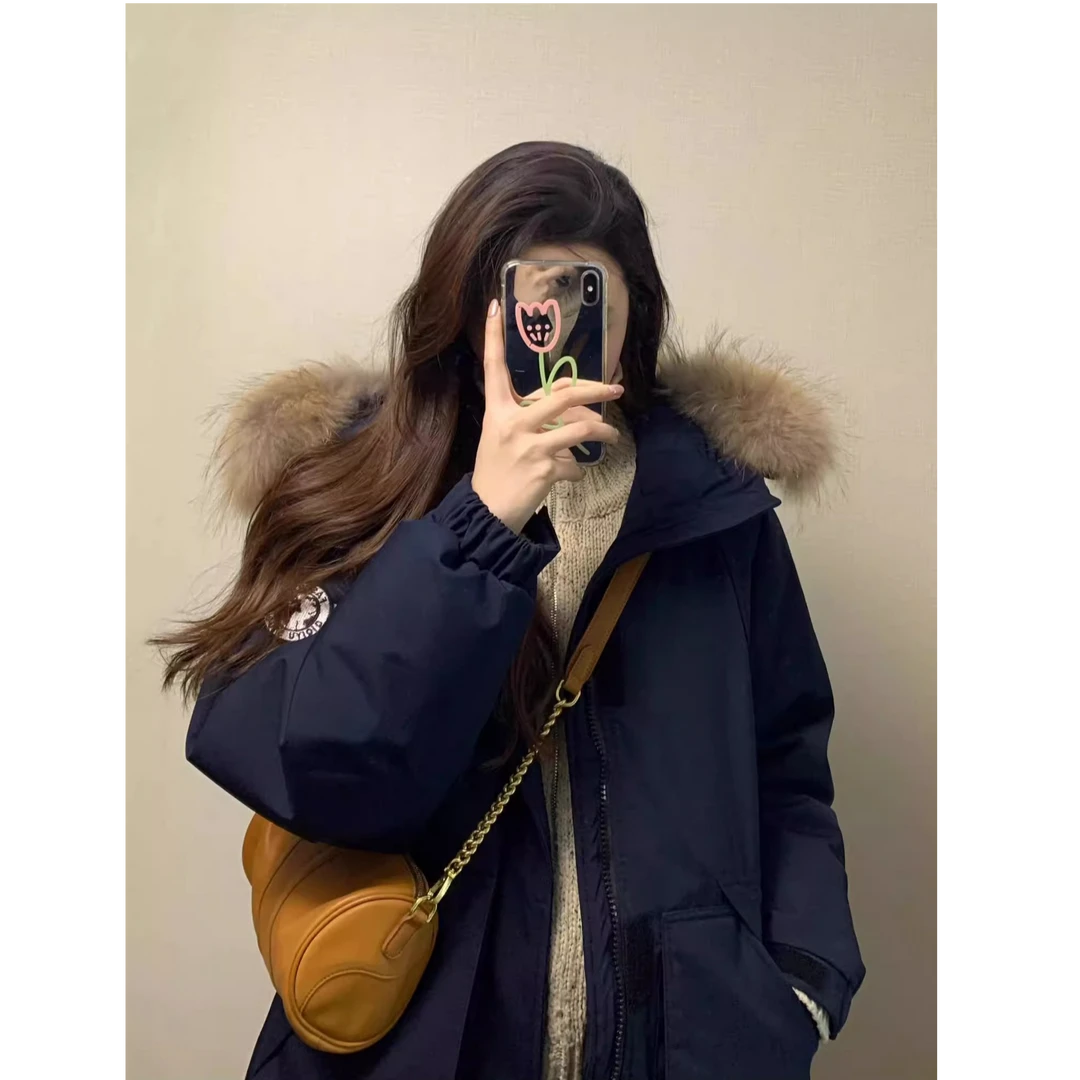 大毛领派克服女2024年冬季新款棉服女短款加厚小个子外套