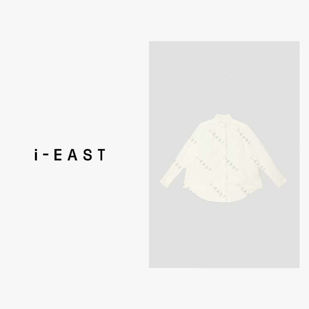 i-EAST 悉尼返校生~镂空波浪领边衬衫上衣-4D SY0942