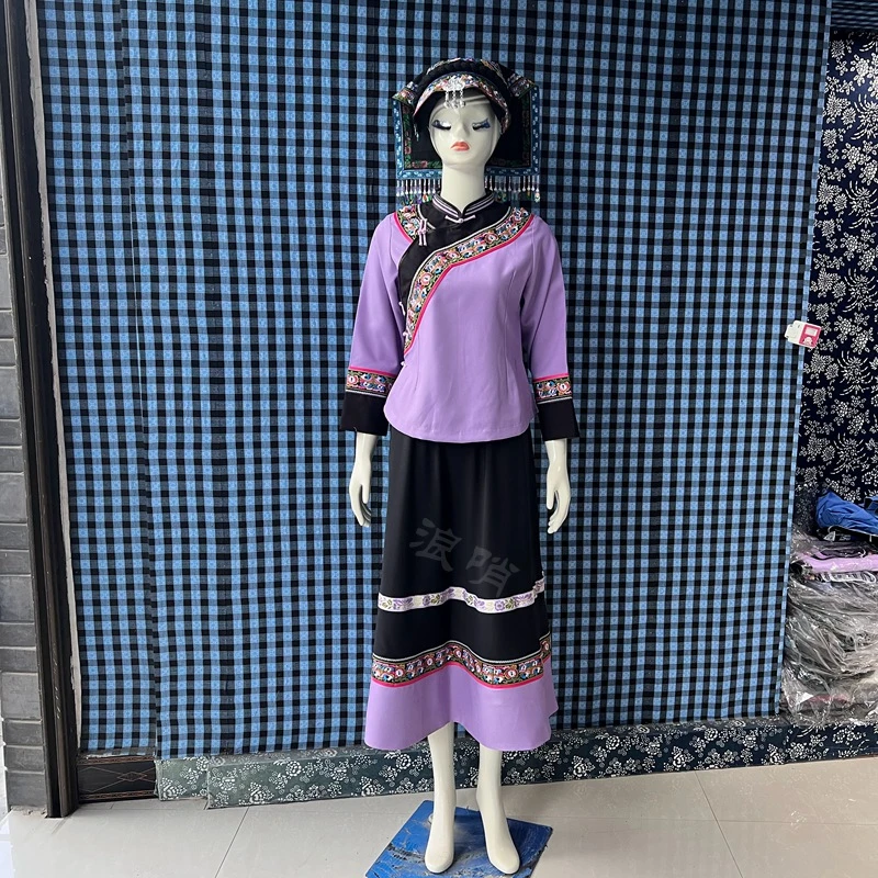 民族服饰女粉紫色单花女装