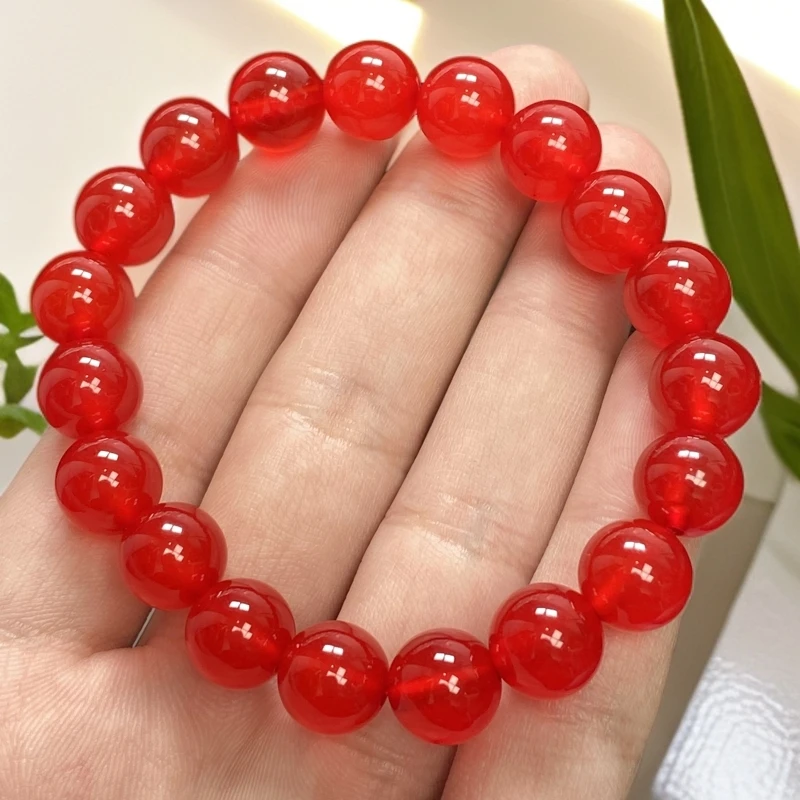尺寸约10mm19颗樱桃红玛瑙玉石手串