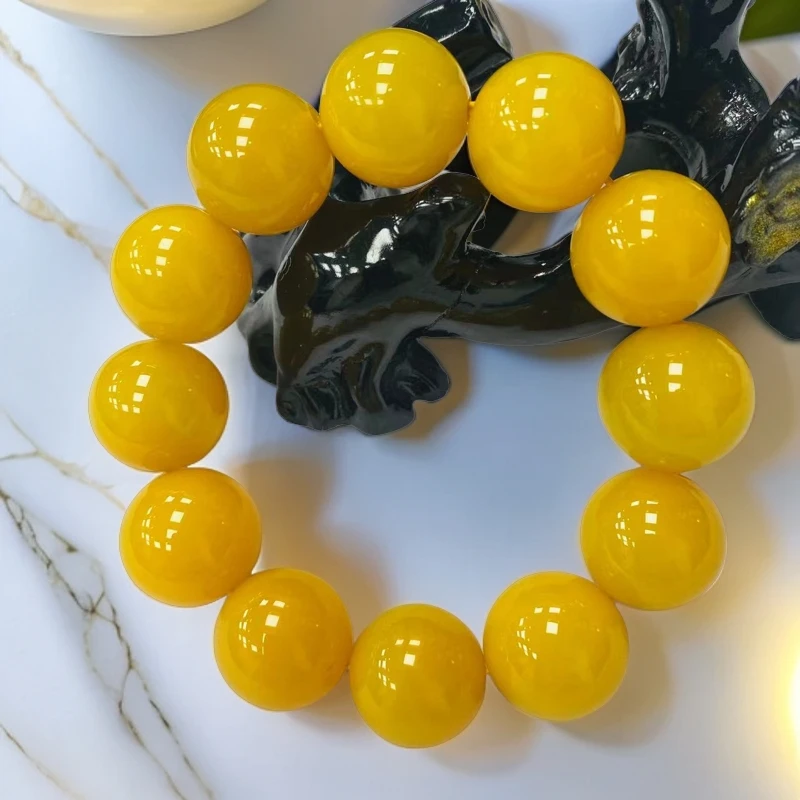 尺寸约20mm12颗老料黄玛瑙玉石手串