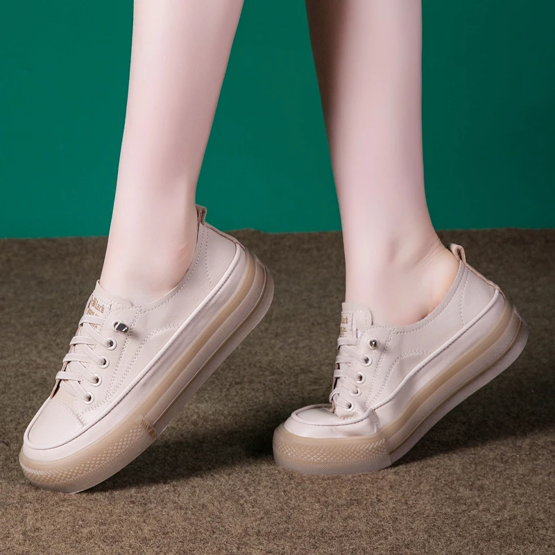 真皮女鞋2023年新款单鞋春夏休闲鞋软底牛筋底平底一脚蹬头层牛皮