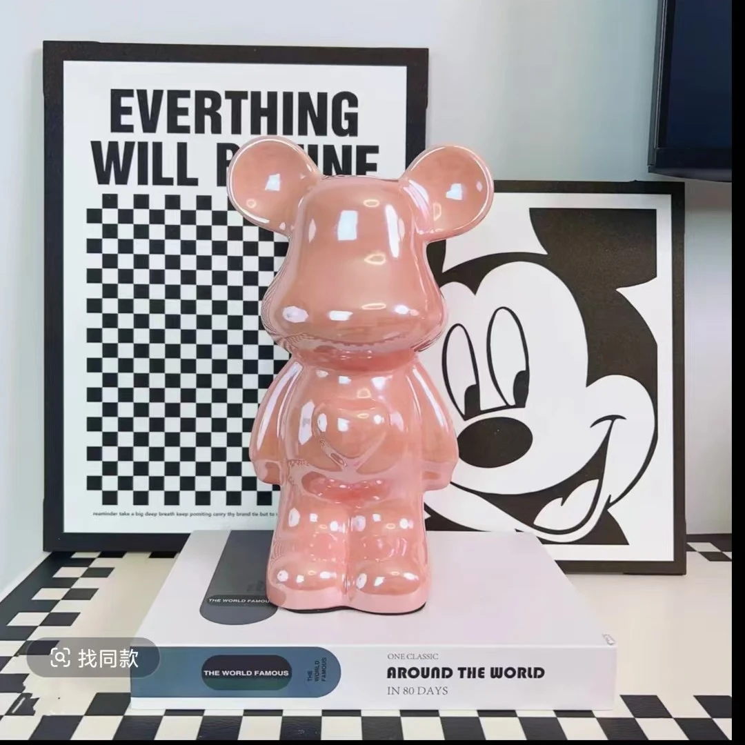 外贸孤品粉色暴力熊花瓶花器