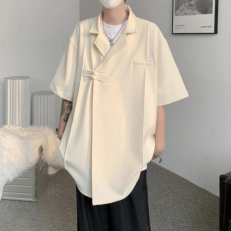 夏季新中式国风男士短袖衬衫衬衣小众薄款痞帅宽松潮流MJ700-070