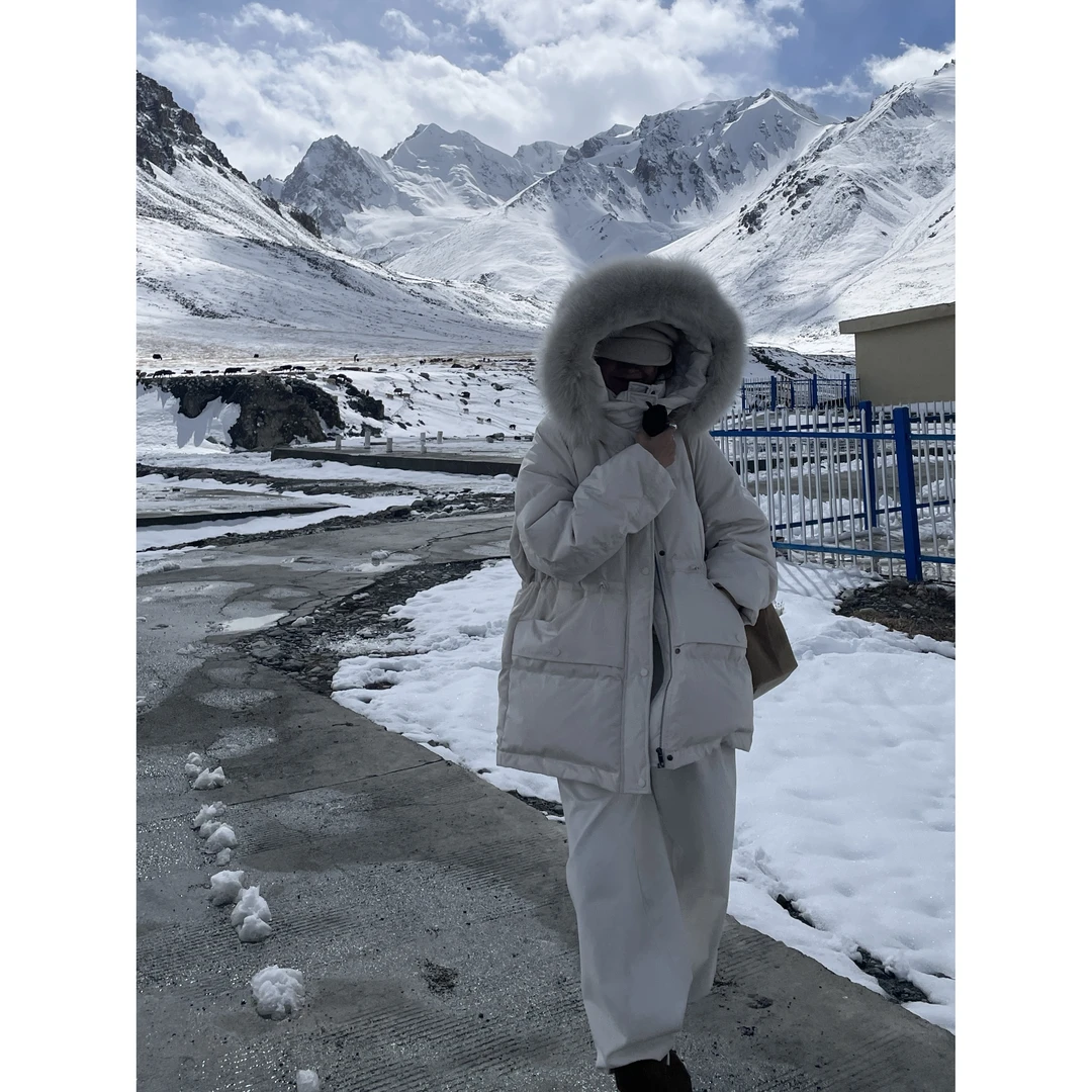 新款气质休闲简约连帽毛领羽绒服YR9675461