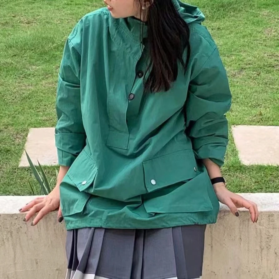 秋装新款韩版时尚连帽套头双口袋外套W1385