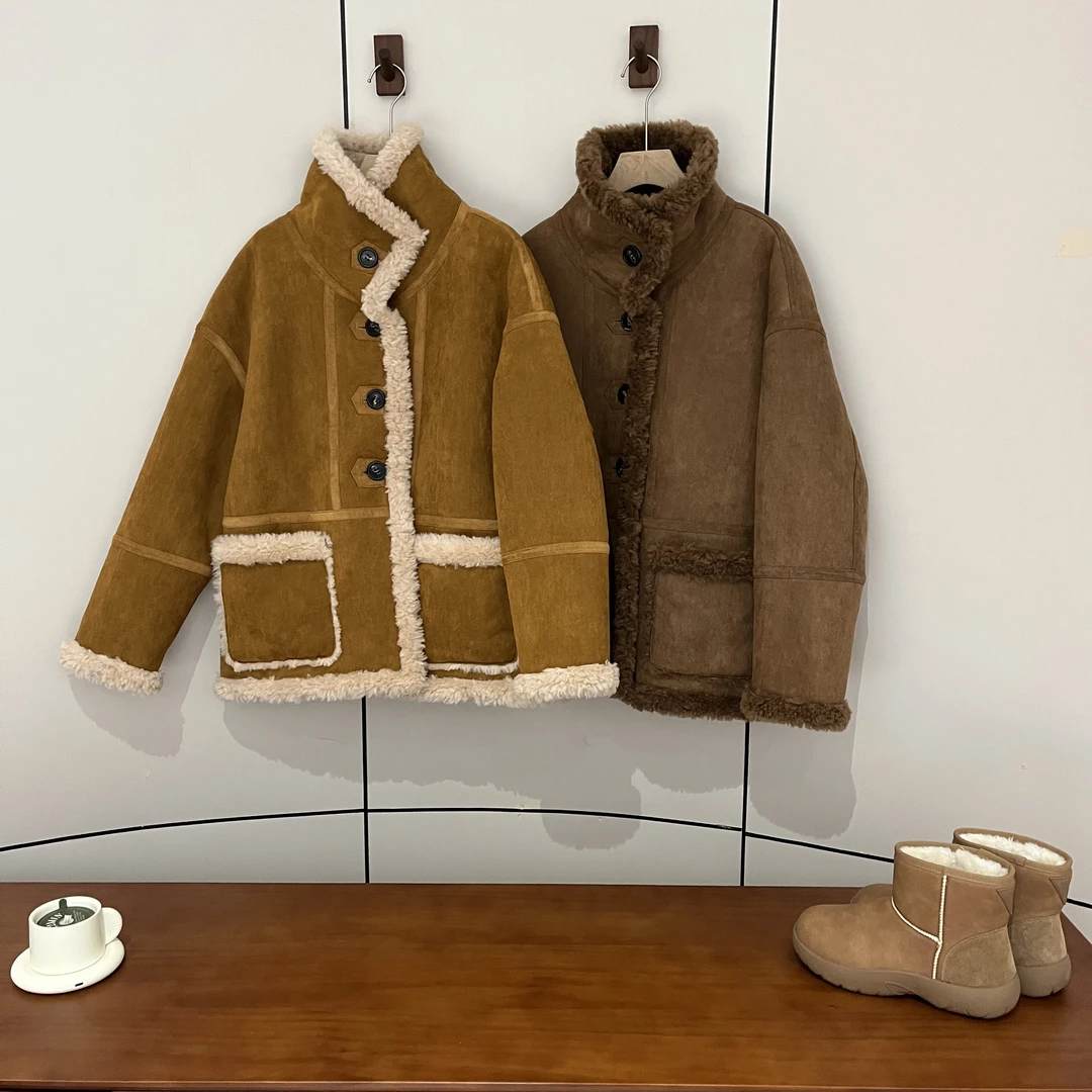 新款气候休闲韩版简约翻领纽扣长袖外套PM6098