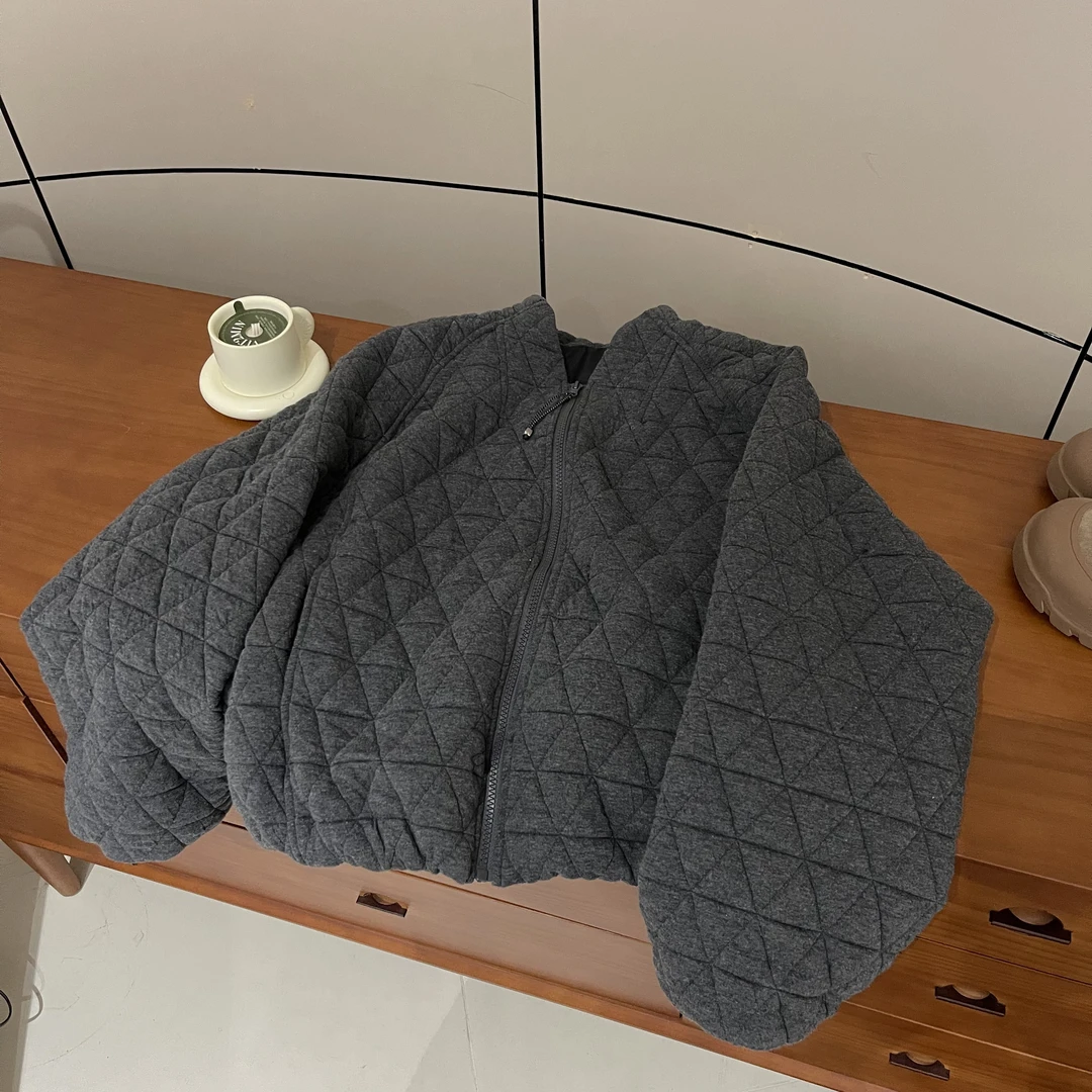 新款气质休闲韩版简约长袖棉服L24768