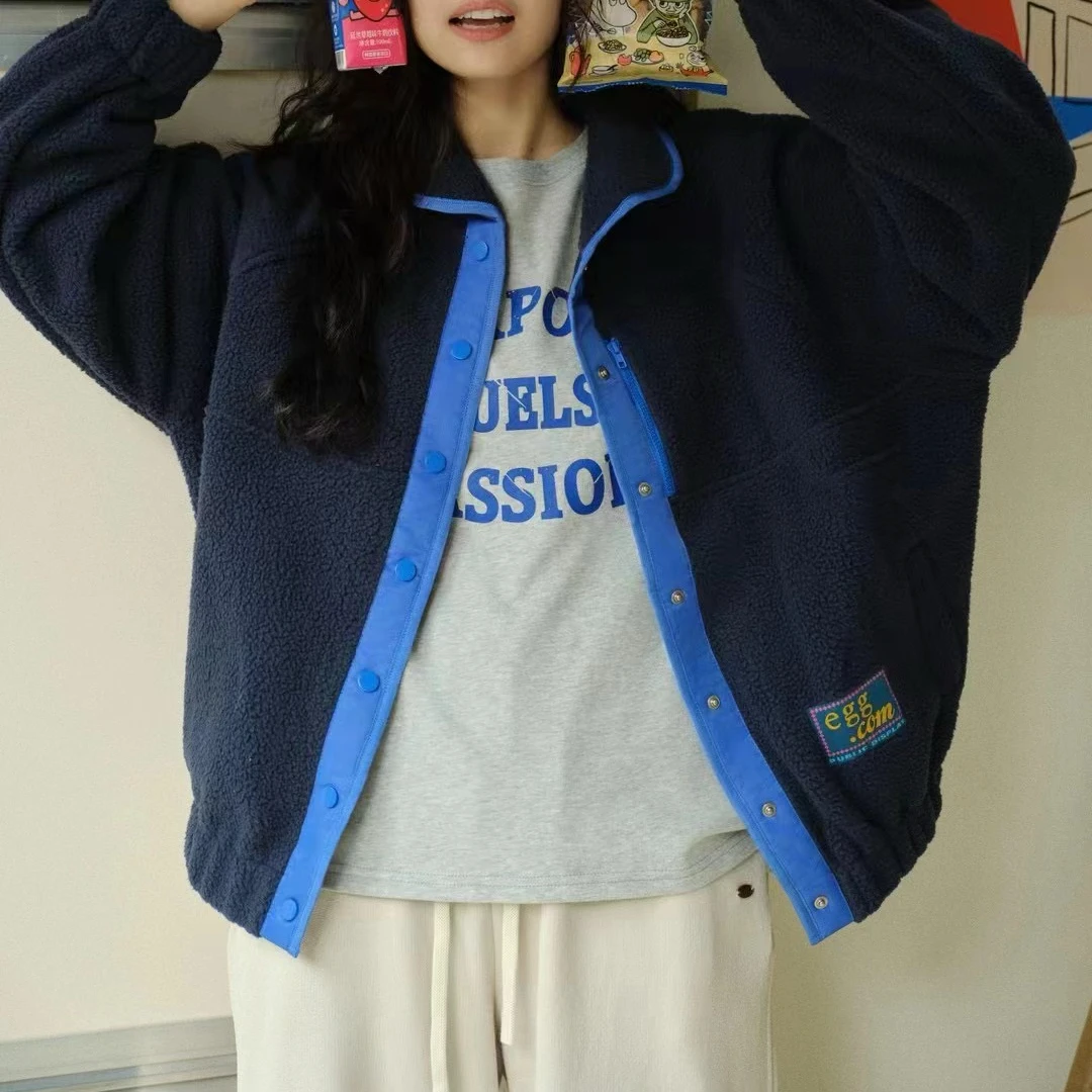 新款气质休闲韩版简约撞色长袖外套W1966