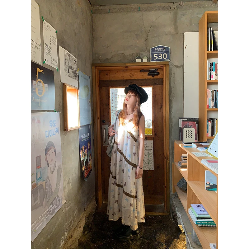 银河汽水 “蝶影生花” 新中式吊带连衣裙女
