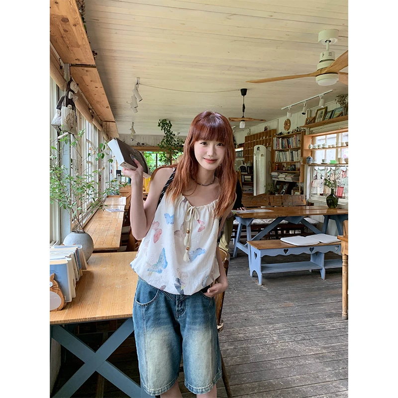 银河汽水 ”夏时蝴蝶”新中式串珠吊带背心