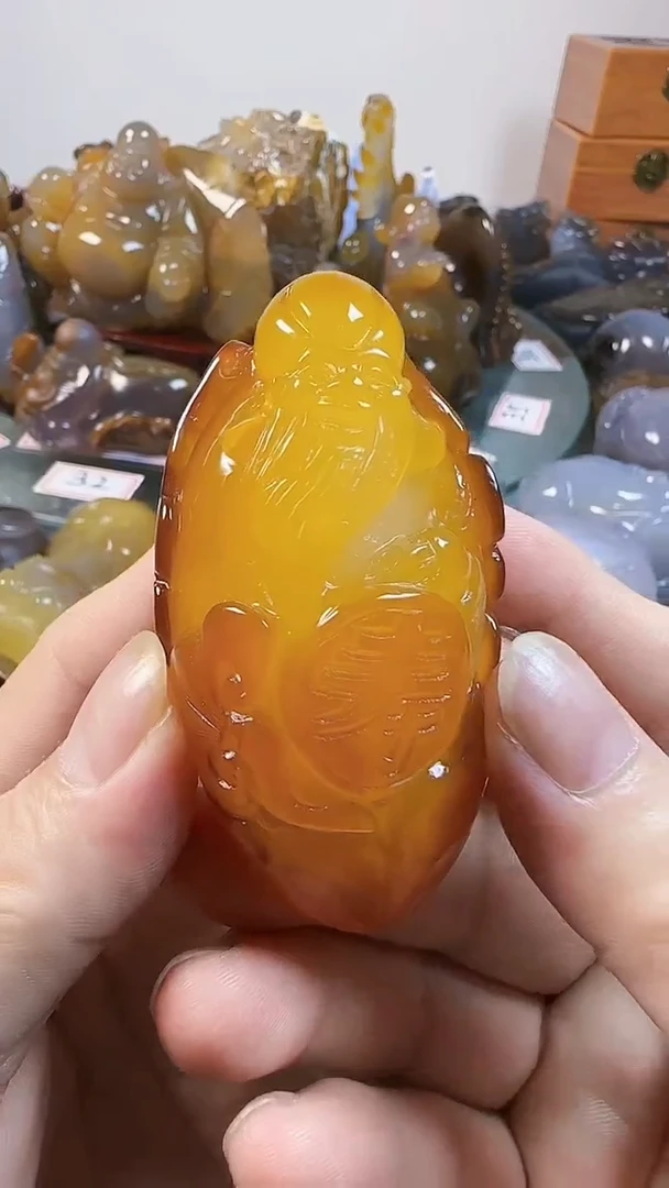 【闪购商品】玛瑙/玉髓手把件未镶嵌寿星
