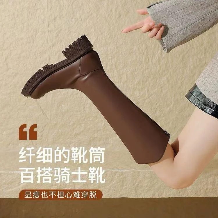 秋冬百搭女士时尚显白弹力加绒不过膝长靴长筒靴51085A