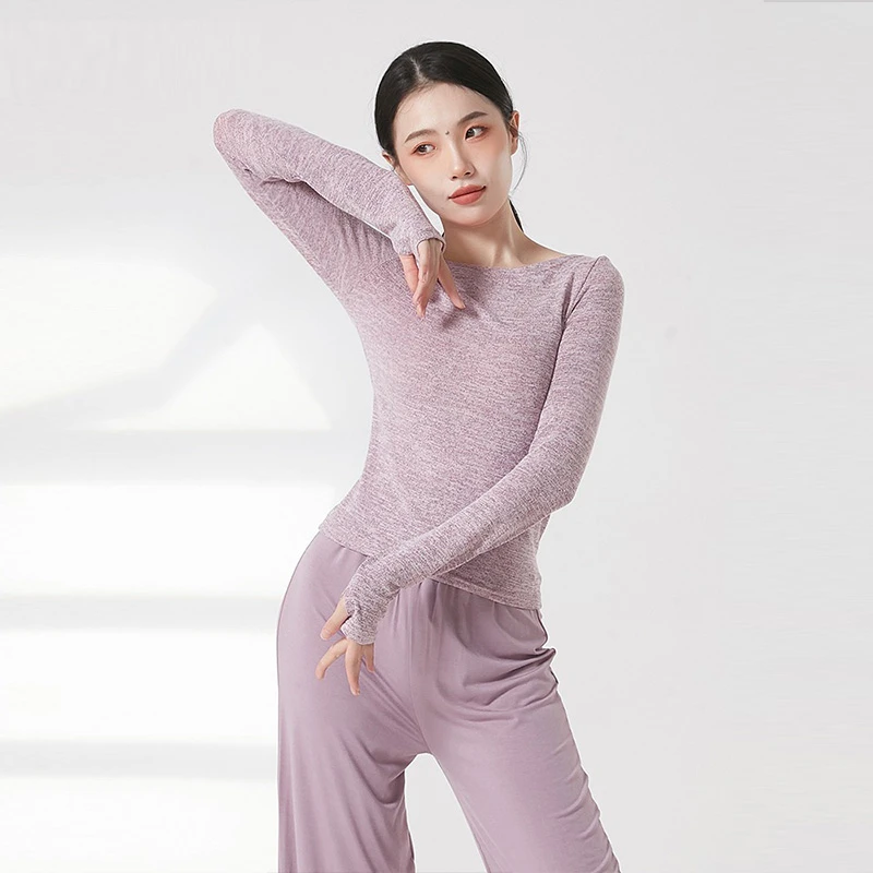 现代舞上衣套指长袖紧身专业舞蹈练功服夏艺考体服新款古典舞服装