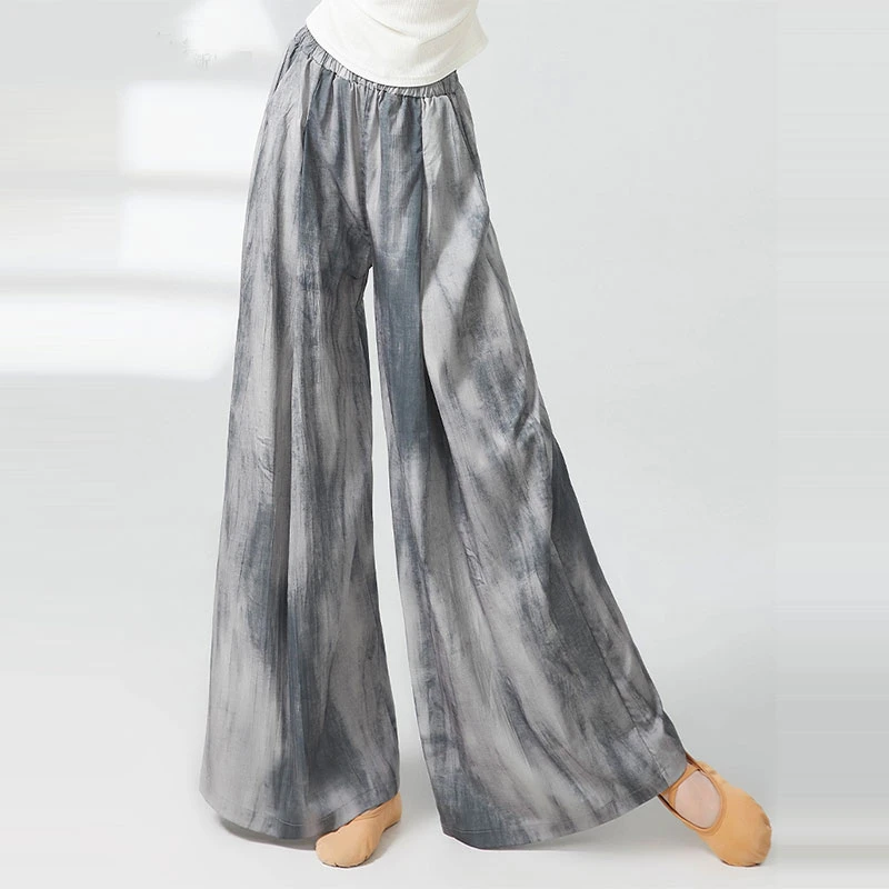 现代舞裤子古典舞宽松飘逸直筒裤中国舞夏天垂感舞蹈练功裤阔腿裤