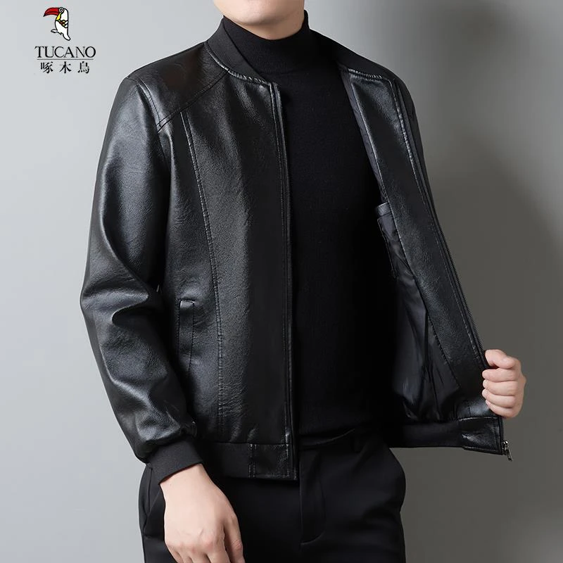 TUCANO/啄木鳥挺阔有型秋季新品工装棒球领皮衣夹克男士夹克外套