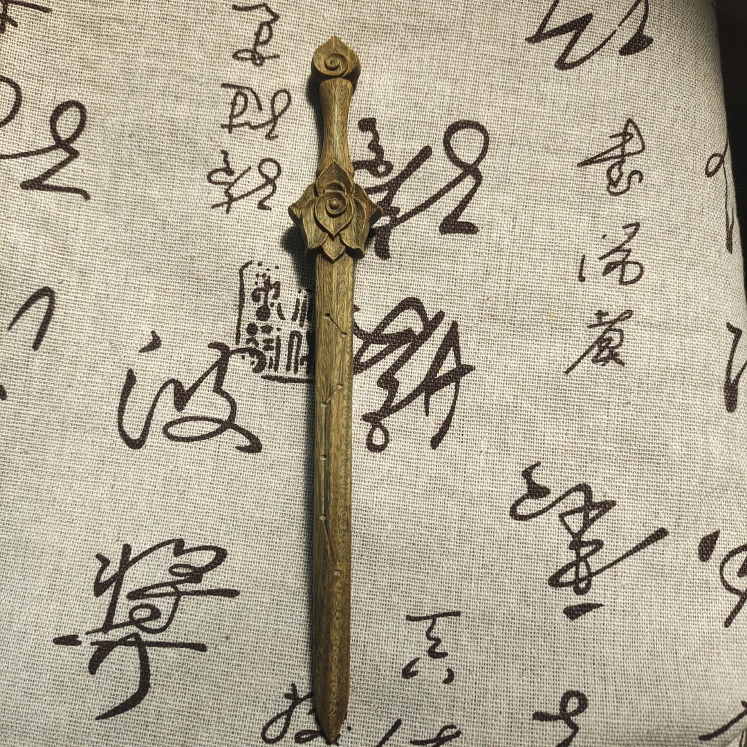 莲花发簪绿檀香莲花发簪古风发簪木制品发簪长18厘米硬木