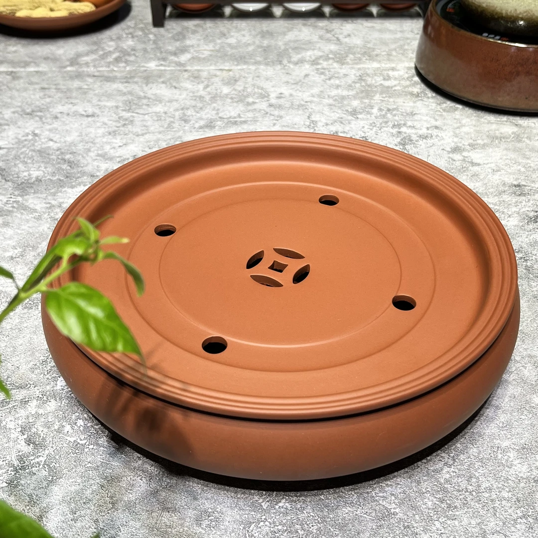 茶盘陶瓷紫砂干泡台茶盘大号家用潮汕泡茶朱泥蓄水干泡台茶洗双层