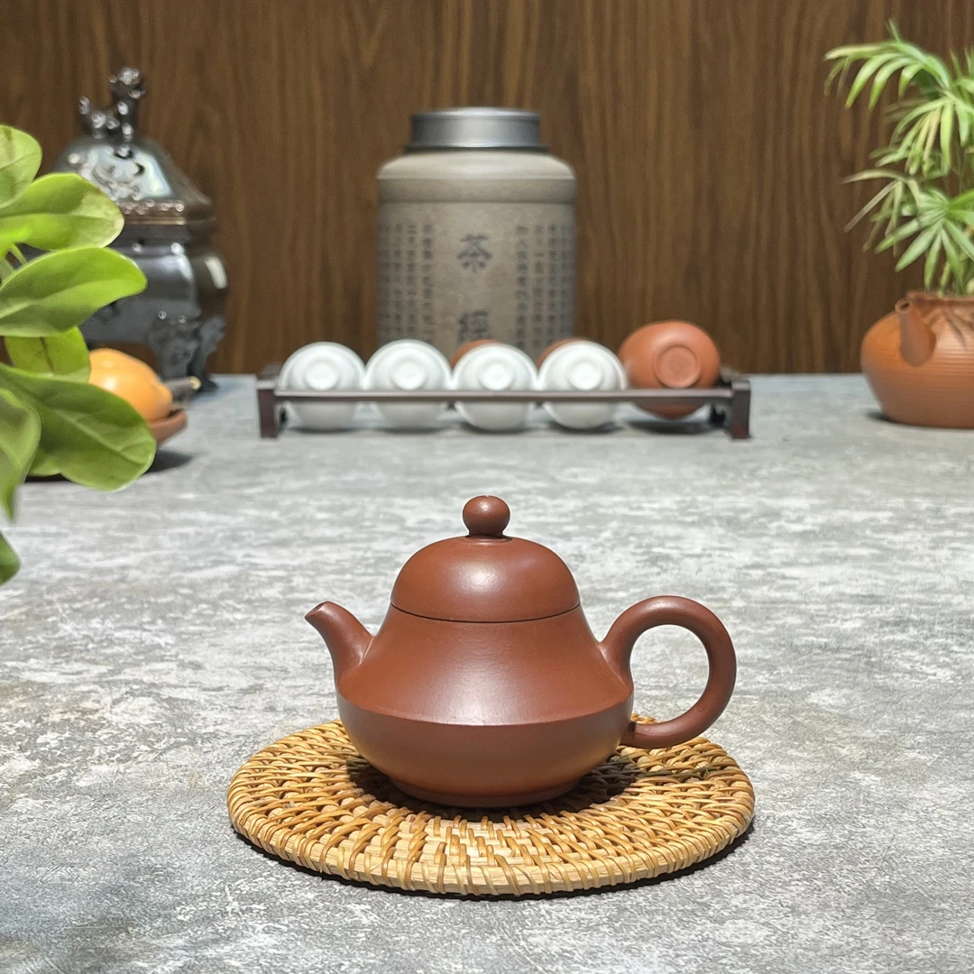 茶具紫砂茶壶泡茶煮茶潮州手拉壶元宝110cc朱泥全手工大红袍工夫