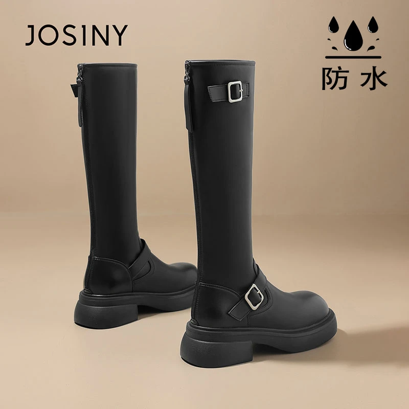 卓诗尼雨鞋女鞋冬季防滑御寒防水加绒保暖棉雨鞋增高英伦风水桶鞋