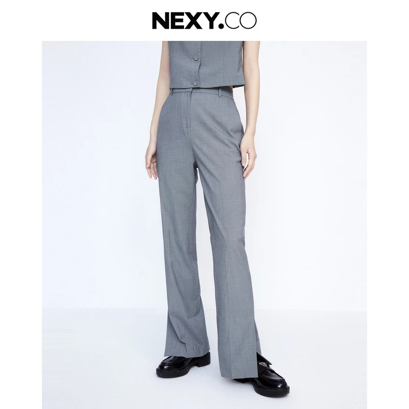NEXY.CO/奈蔻长裤休闲直筒设计师阔腿时尚通勤条纹女装XV01771S4