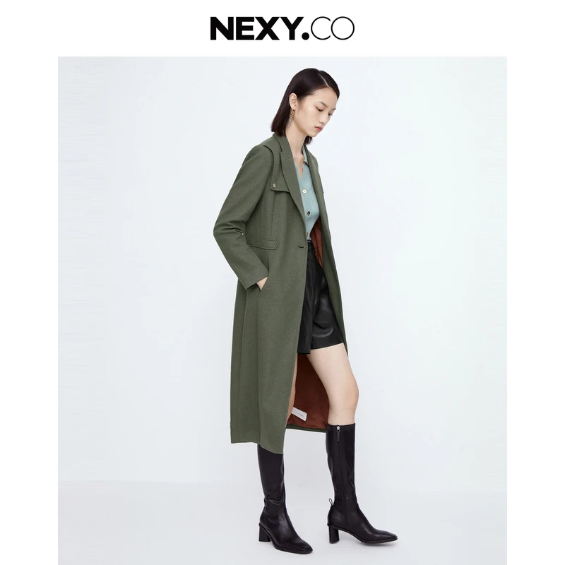 NEXY.CO/奈蔻长外套时尚2023年新款女中长款气质秋冬款XK00474F5