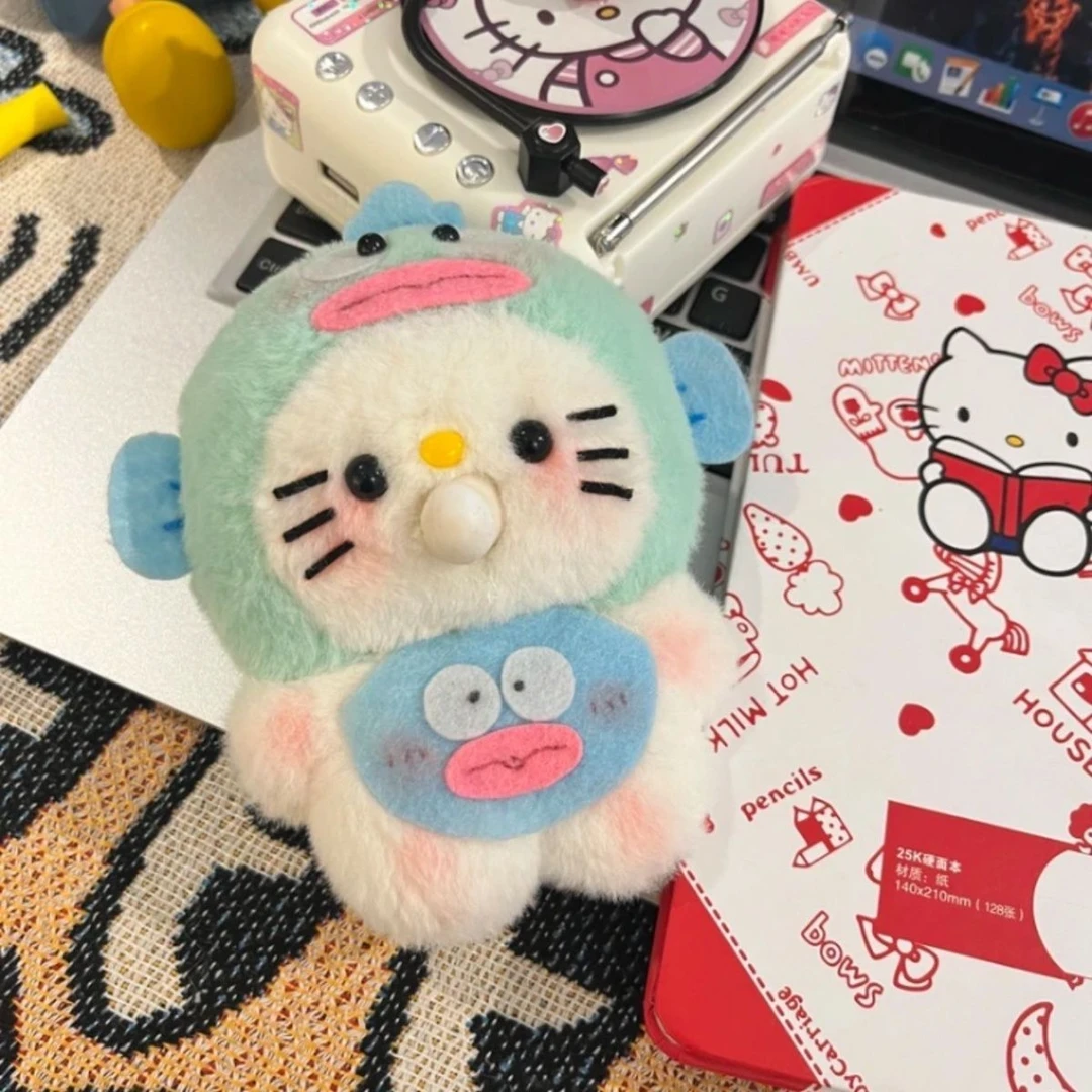 吐泡泡丑鱼Kitty猫钥匙扣diy手工材料包录音玩偶书包挂件生日礼物