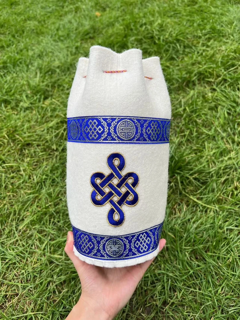 民族花纹吉祥结图收纳袋毛毡收纳袋