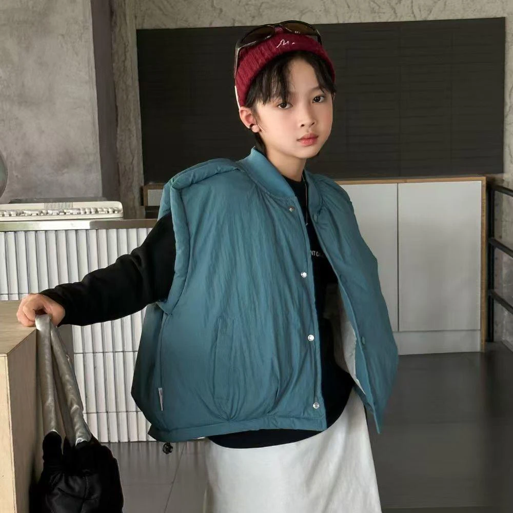 童装秋冬大中小童棉马甲面包加厚保暖背心洋气潮范外穿棉衣坎肩