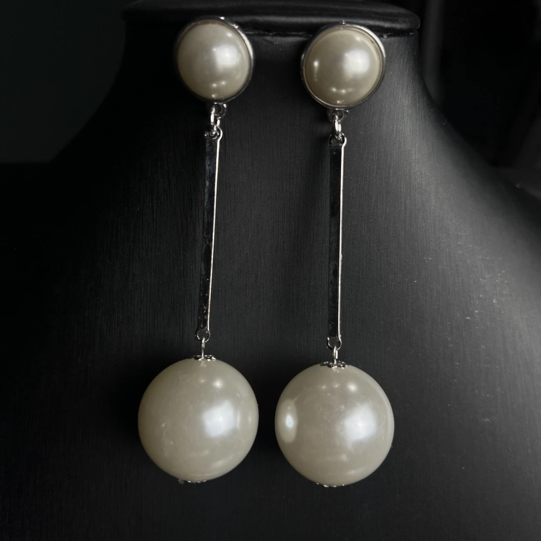 铜合金合成锆石耳饰 时尚D家双珠耳环