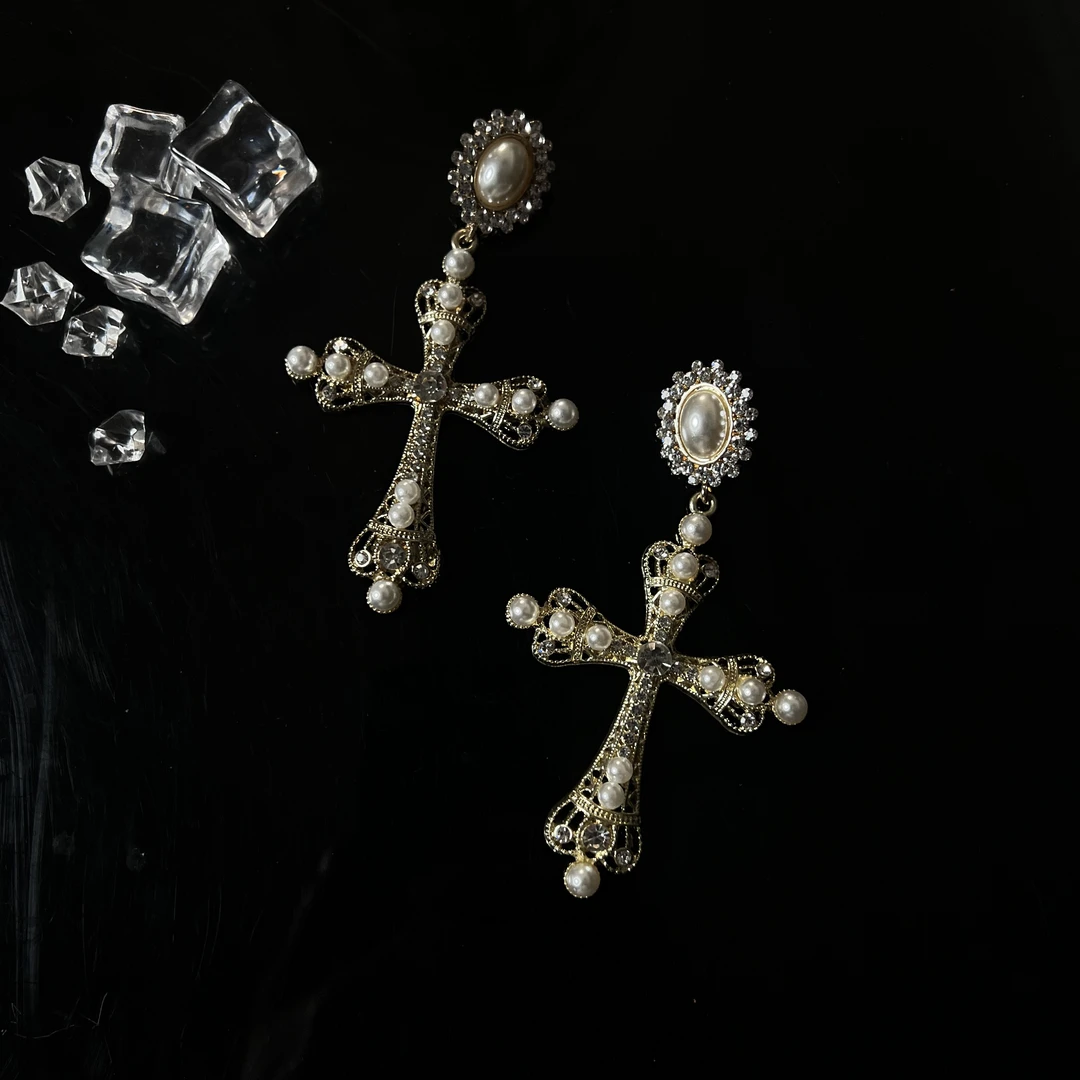 铜合金耳饰 十字扫肩复古时尚耳饰耳环