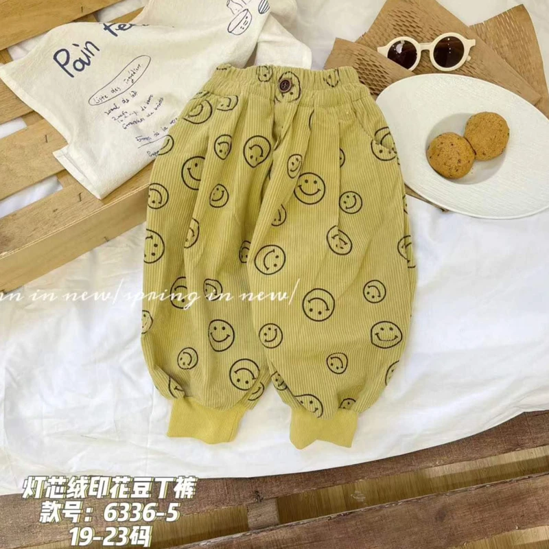 依依仔春秋宝宝灯芯绒开裆卡通印花休闲束脚裤卫裤6336-5