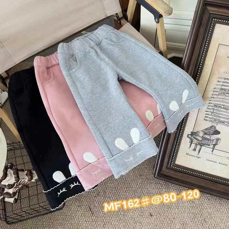 摩法织秋冬纯棉复合一体加绒开裆保暖休闲微喇裤162