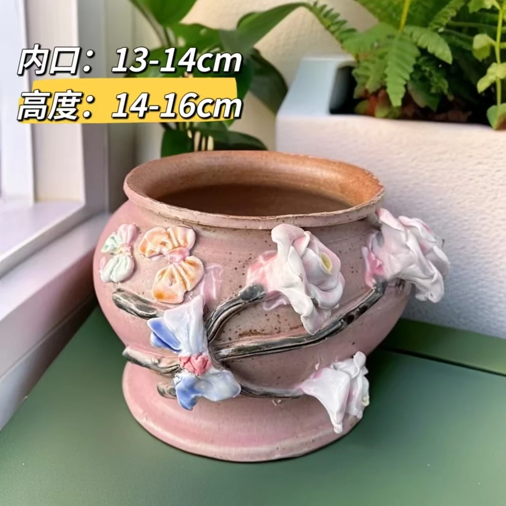 蝴蝶结玫瑰花束手捏花盆纯手工制作尺寸有误差 （微瑕盆口不圆）