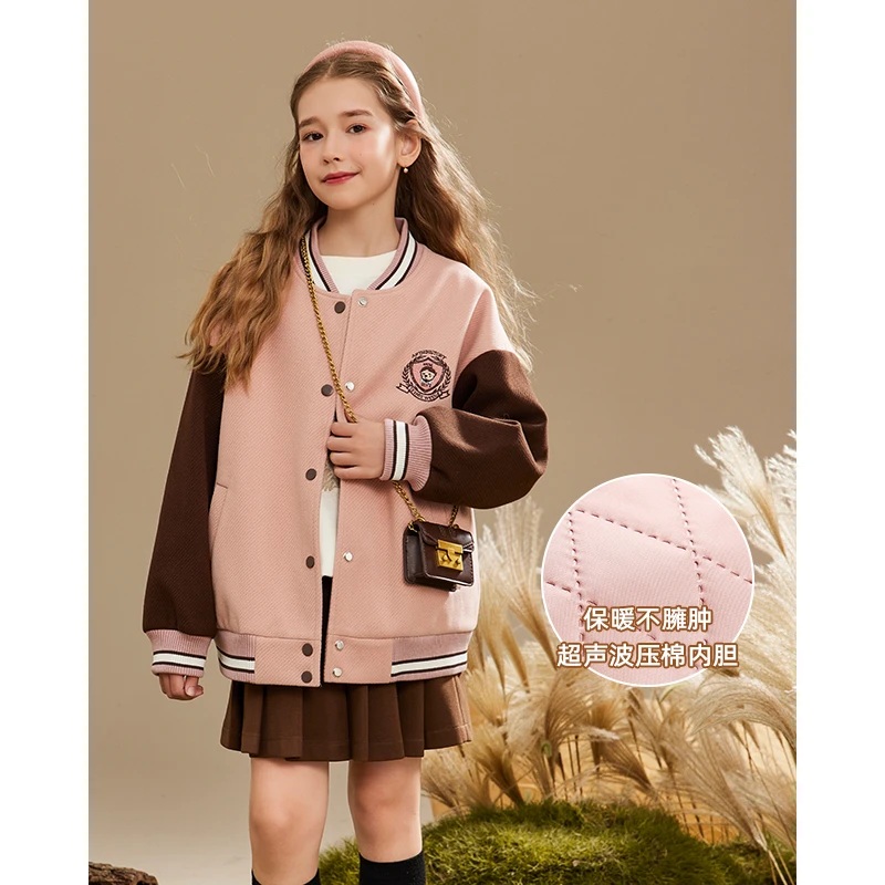 7790女童棒球服外套加棉儿童夹克秋冬上衣2023新款洋气女孩潮