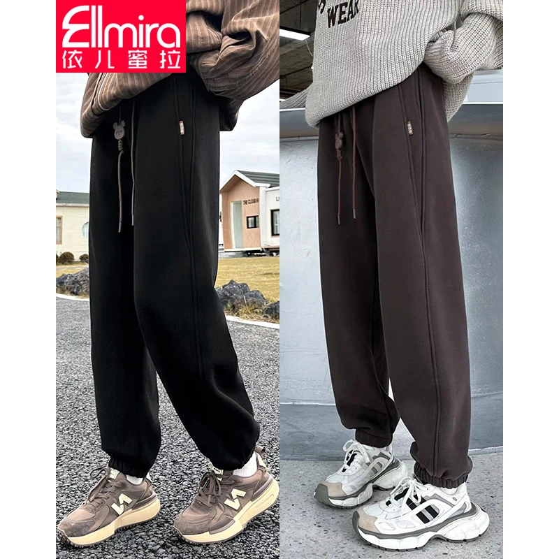 7954女童加绒卫裤儿童束脚裤休闲运动裤加厚2023新款裤子大童冬季