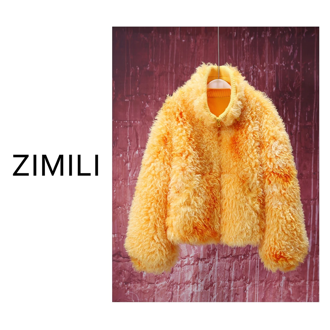 【LIANG哥女装】冬季 金叶黄混染高领毛毛衣秀场同款加厚外套5717