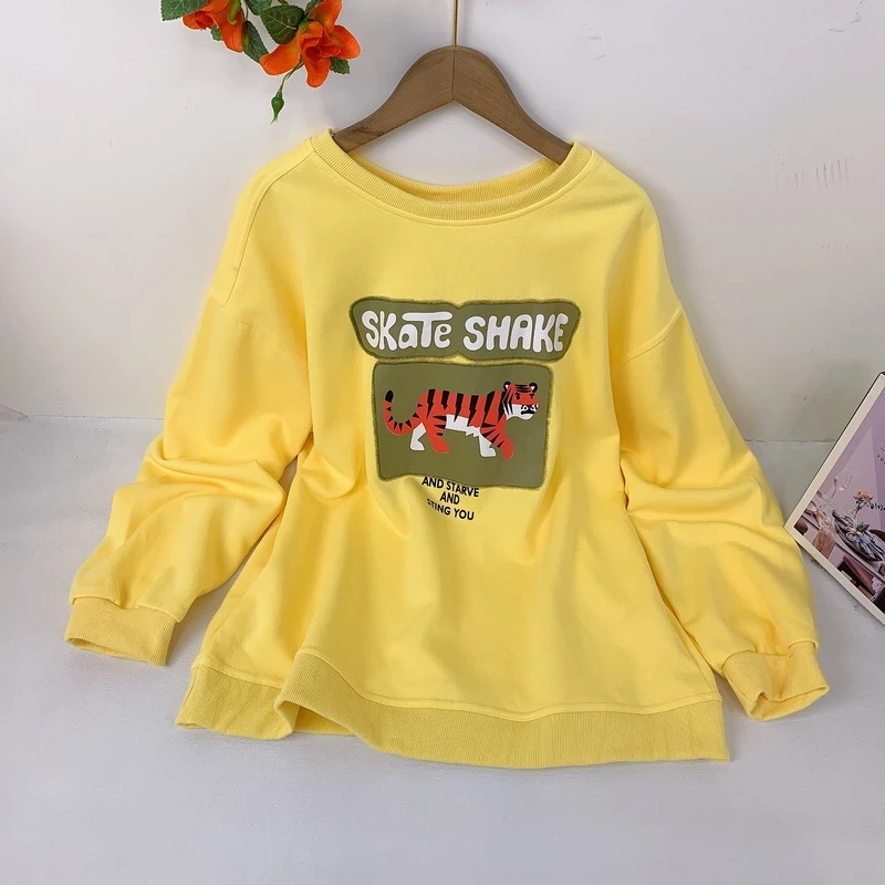 8284 爱老虎油2025春秋新款韩版圆领上衣学院风卡通印花卫衣女NNS