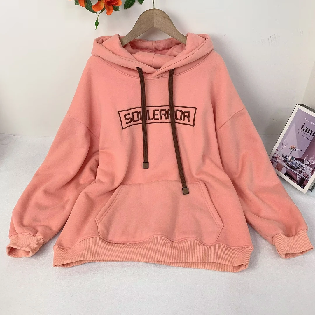 【8685-月落星辰】2024新款加厚北极绒刺绣百搭连帽宽松休闲卫衣BJR