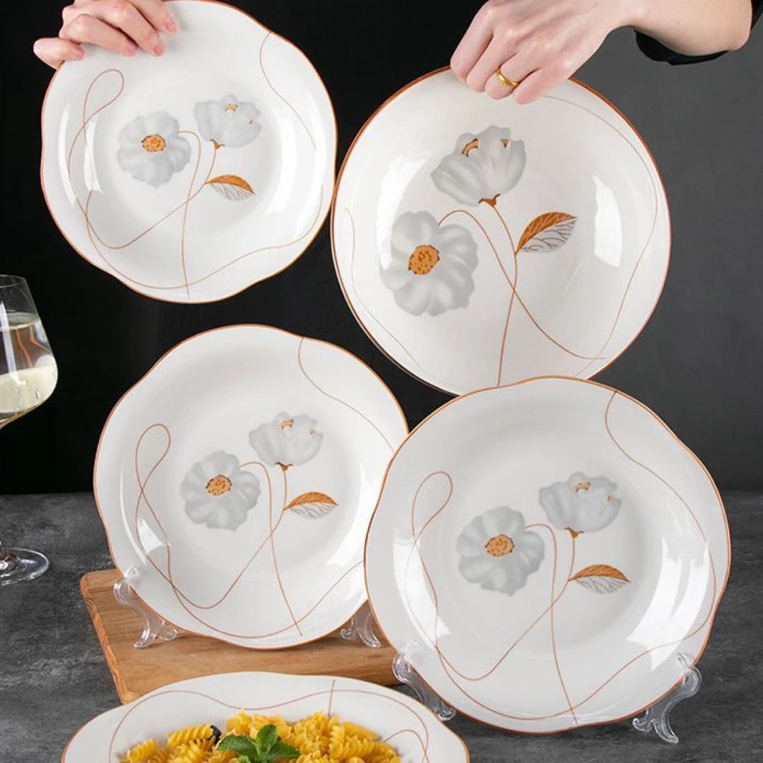 【宠粉节】6支装！釉下彩岁月静好花朵盘8英寸