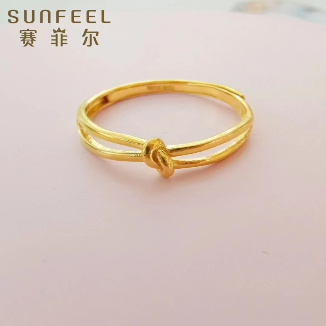 SUNFEEL/赛菲尔足金999.9同心结黄金金戒指简约时尚经典S018