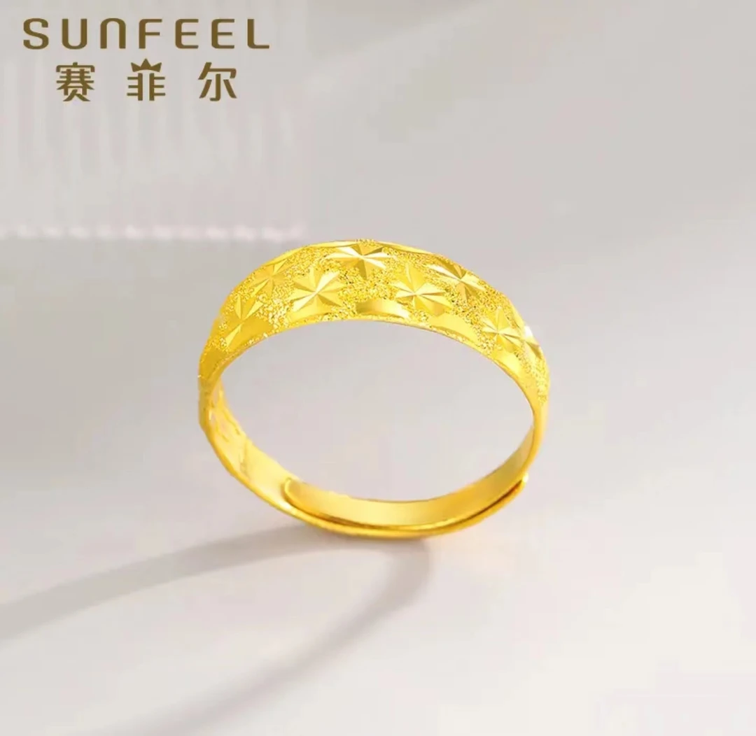 赛菲尔万足®足金实心满天星黄金戒指蛇度戒经典时尚送妈妈90