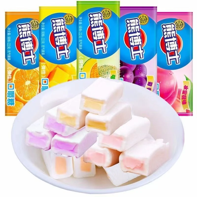 正品熊博士盒装口嚼糖随身糖儿童糖果水果味软糖网红零食