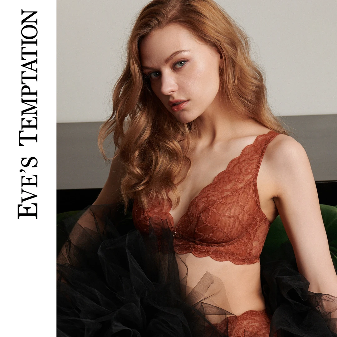 【睡眠内衣】夏娃的诱惑轻盈无束缚感性感无钢圈超薄蕾丝文胸霞琦