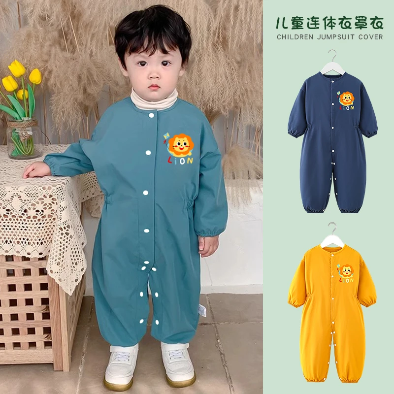 婴儿连体衣宝宝爬行罩衣护衣儿童连体全身防污防脏爬爬服哈衣秋冬