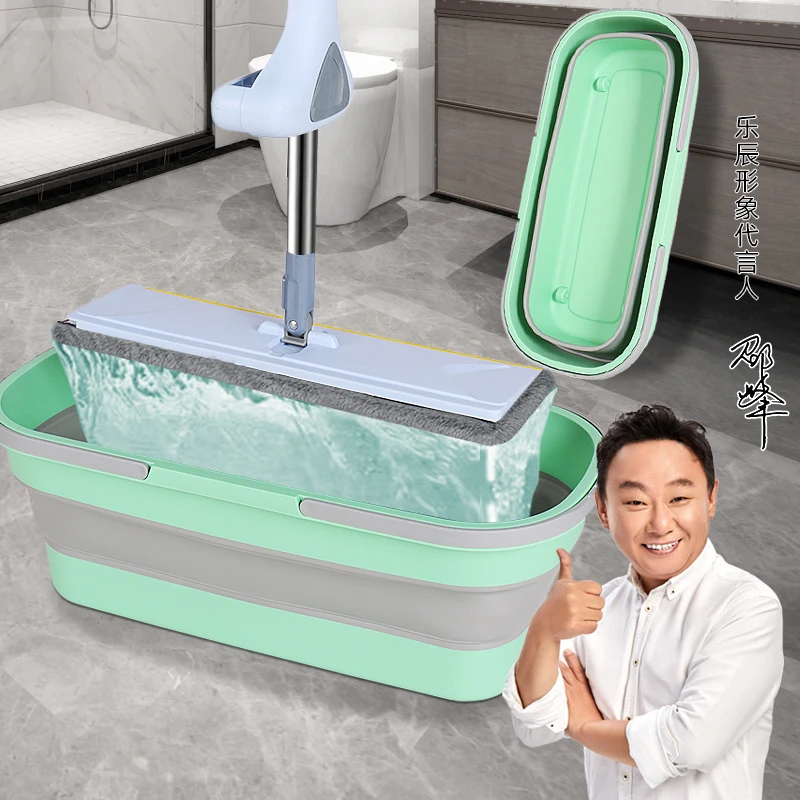加厚拖把折叠水桶带轮子家用大号车载储水桶大容量手提拖把单桶