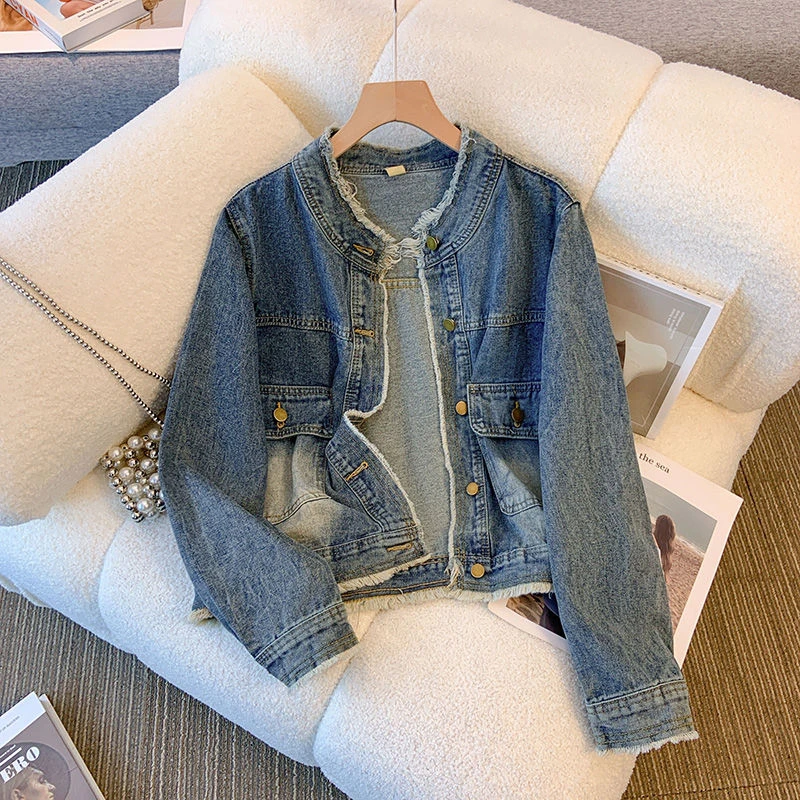 复古水洗牛仔外套女春季新款韩版宽松百搭小个子短款夹克上衣6950