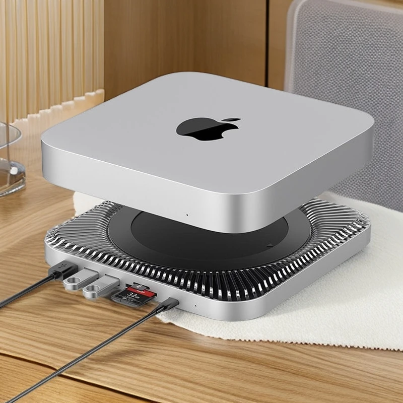 Macmini扩展坞TypeC 7合1HUB可接SATA2.5硬盘铝合金MacMini底座