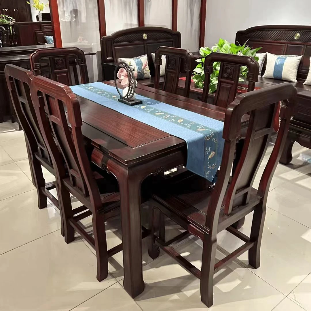 南美酸枝长餐桌实木餐桌椅家